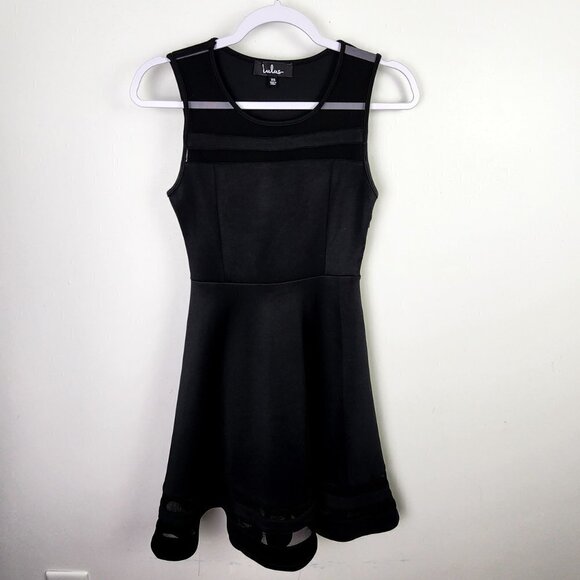 Lulus Black Mini Skater Dress Size XS Cut Out Cute Dance Date Night Balletcore - Picture 3 of 6